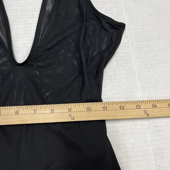 Ktoo Jumpsuit Womens S Black Sheer Mesh Layered Fitted Flare Sleeves Clubwear - Picture 15 of 15